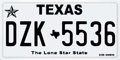 TX license plate DZK5536