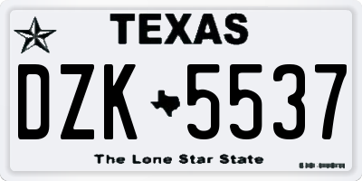 TX license plate DZK5537