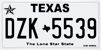 TX license plate DZK5539