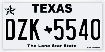 TX license plate DZK5540