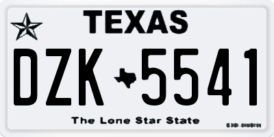 TX license plate DZK5541