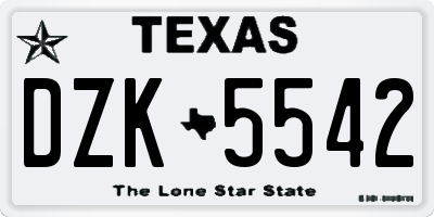 TX license plate DZK5542