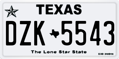 TX license plate DZK5543