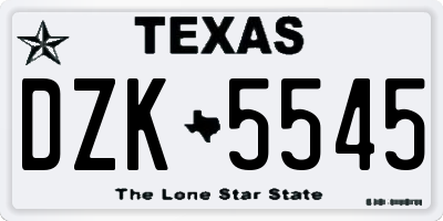 TX license plate DZK5545