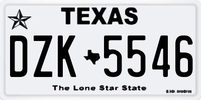TX license plate DZK5546