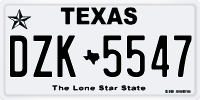 TX license plate DZK5547