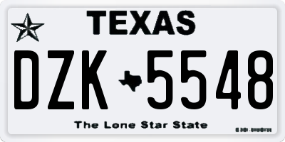 TX license plate DZK5548