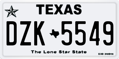 TX license plate DZK5549