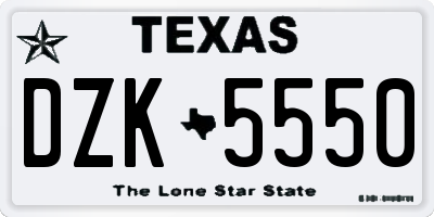 TX license plate DZK5550