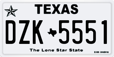 TX license plate DZK5551