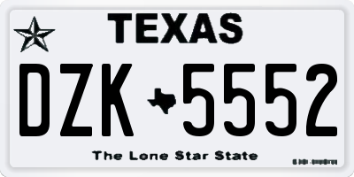TX license plate DZK5552