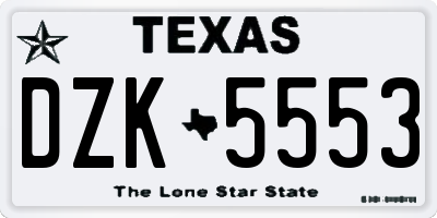 TX license plate DZK5553