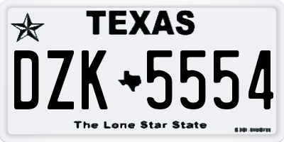 TX license plate DZK5554