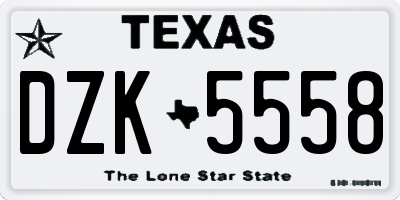 TX license plate DZK5558