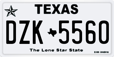 TX license plate DZK5560