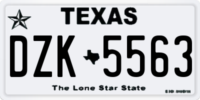 TX license plate DZK5563