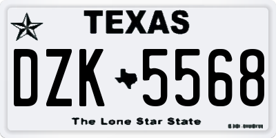 TX license plate DZK5568