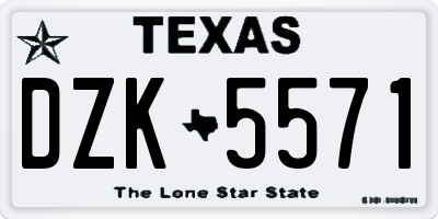 TX license plate DZK5571
