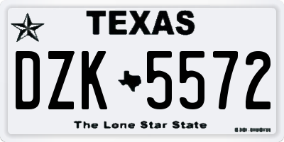TX license plate DZK5572