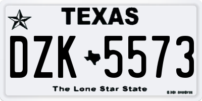 TX license plate DZK5573