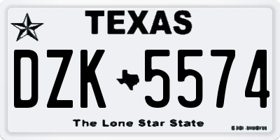 TX license plate DZK5574