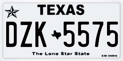 TX license plate DZK5575