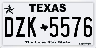 TX license plate DZK5576