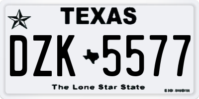 TX license plate DZK5577