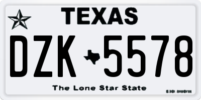 TX license plate DZK5578