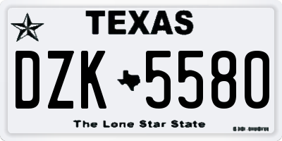 TX license plate DZK5580