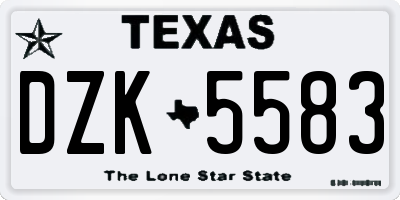 TX license plate DZK5583