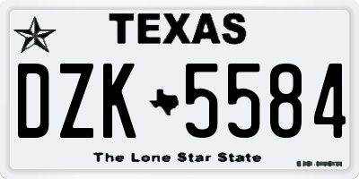 TX license plate DZK5584