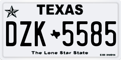 TX license plate DZK5585