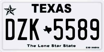 TX license plate DZK5589