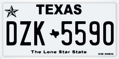 TX license plate DZK5590