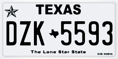 TX license plate DZK5593