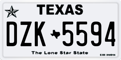 TX license plate DZK5594