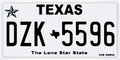 TX license plate DZK5596