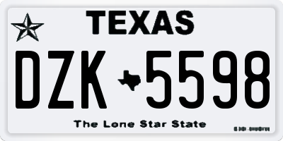 TX license plate DZK5598