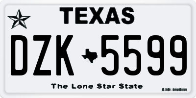 TX license plate DZK5599