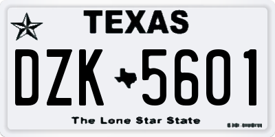TX license plate DZK5601