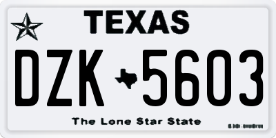 TX license plate DZK5603