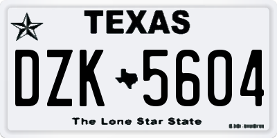 TX license plate DZK5604