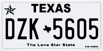 TX license plate DZK5605