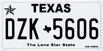 TX license plate DZK5606