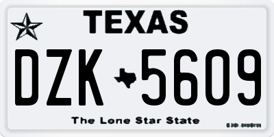 TX license plate DZK5609