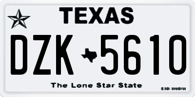 TX license plate DZK5610
