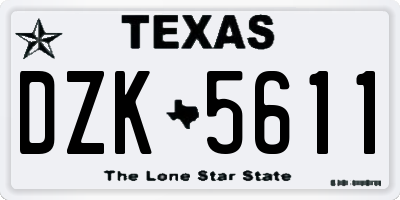 TX license plate DZK5611