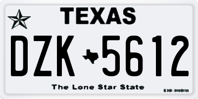TX license plate DZK5612