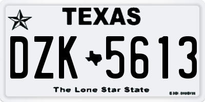 TX license plate DZK5613